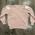 VTG Dana Scott Sweater Silver Beads Metallic Thread Pink Blue Fuzzy V Photo 6