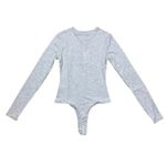 We Wore What NWT Longsleeve Crewneck Henley Bodysuit Buttons XXS Heather Grey Photo 14