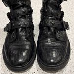 Schutz Suleni Black Croc Embossed Studded Leather Buckled Ankle Boots 8.5 Photo 4