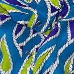 Diane Von Furstenberg  100% silk small nautical rope pattern blue green purple Photo 6