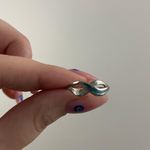 Vintage Blue Green Turquoise Stone Swirl Infinity Symbol Band Dainty Ring Photo 0