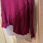 Juicy Couture Deep Red Cropped Vneck Sweater Metallic Collar Ragged Edges Large Photo 4