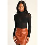 Lulus Most Fab Brown Vegan Leather Button-Front Mini Skirt S NWT Photo 3