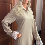 Jumper Dress With Lace Detailing White Photo 2