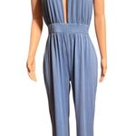 SheIn blue plunge halter neck wide leg jumpsuit XL Photo 1