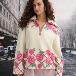 For Love & Lemons NWT  Chihiro Sweater spring shearling Sherpa zipper rose boho Photo 2