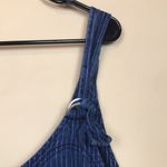 American Eagle Women’s Blue White Pinstripe Lightweight Denim Shortalls Romper Photo 4