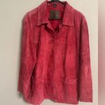 st. john's bay Vintage St John’s Bay Suede Red Coat Blazer Jacket Size Petite Large Leather Photo 0