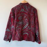 Coldwater Creek Vintage  Red Multicolor Paisley Print Eclectic Grandma Coat Photo 3