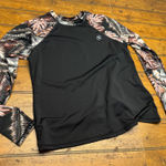 Hurley Womens Rash Guard Long Sleeve Black Tropical Leaf Print UPF 50+ Medium Photo 0