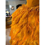 CQbyCQ UNIQUE FEATHER mustard plume LONG PUFFY SLEEVES SIZE SMALL Yellow Photo 6