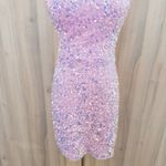 VTG Womens Sparkle Sequin Mini Dress Size XS Pink Backless Y2K Party Glam Club Photo 2