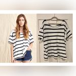 THE GREAT. The Cut Neck Tee. Bleach Stripe. 3 Blue Size L Photo 1