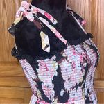 Lulus Wowing Wonder Black Floral Jacquard Smocked Tie-Strap Tiered Midi Dress Photo 9