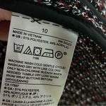 Banana Republic Tweed Blazer Plaid Black Red 10 Double Breasted Buttons Fringe Photo 4