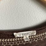 easel Boho Brown Embroidered Tiered Mini Dress | Long Sleeve Babydoll S Photo 2