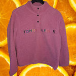 Tommy Hilfiger Y2K Pink 1/4 Snap Fleece with Name on Front Size Medium Photo 0