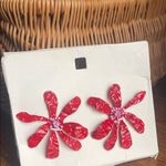 ZARA NWT / New in Box  Red Flower & Beaded Earrings Photo 7