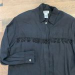 Vintage 80’s Black Beaded fringe Western Button Long Sleeve Shirt Size S… Photo 4