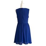 Alya Mini Dress Royal Blue Black Embroidery Sleeveless Fit & Flare Dress Medium Photo 3