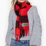 Victoria's Secret Red & Black Checked Fuzzy Blanket Scarf Photo 0