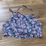 LF lilac floral crop top shorts set with lace overlay Photo 6