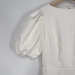 Lulus  Simply Beloved Puff Sleeve Bodycon Midi Dress White Size M Bridal Wedding Photo 2