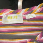Anthropologie MAEVE Henley Stripped Ribbed Short Sleeve Top Size Medium Photo 5