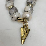 Erimish  Beaded Bracelet Womens Metallic Rondelle Faceted‎ Marble Jasper Stones Photo 2