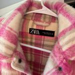 ZARA Pink and White Plaid Cropped Jacket Photo 2