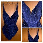 90s dark blue plunge swimsuit Photo 1