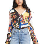 Parker Scarf Flower Oriana Blouse Floral Print Long Sleeve Silky Small New Photo 0