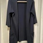 Susan Graver  Navy Blue Open Front Knit Cardigan Short Kimono Sleeve Size M Photo 0