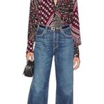 Free People  Shirt Womens Sz S Blouse Black Floral Stripe‎ Mixed Print Boho  NWT Photo 7