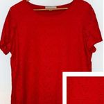 Marc Jacobs Red Eyelet Round Neck Short Sleeve Lined Pullover Top Blouse Large Photo 1