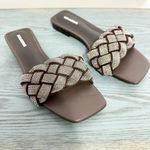 Lola Cruz Dark Brown Jeweled Braided Strap Square Toe Sandal 38 Size 8 Photo 1