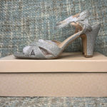 Paradox London Kitty Glitter High Heel Ankle Strap Sandal in Silver Size 10 Photo 0