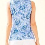 Lilly Pulitzer Essie Blue Peri Turtly Tank Tunic Top Smocked Beach XS Photo 2