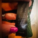 ASOS DESIGN CURVE Textured Mini Wrap Dress With Pep Hem Forest Floral Size 14 Green Photo 5