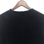 Vince  Black Leather Trim Basket Weave Jacket Coat Zip Front Pockets Black Size 8 Photo 7