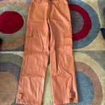 Forever 21 Orange High Waisted Faux Leather Cargo Pants Size Small Photo 0