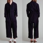 Moskiddos Linen Jumpsuit Coverall Long Sleeve Navy Blue Size M Photo 1