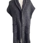 None Womens‎ Open Cardigan Knitted Pocket Gray Shawn Wool Blend Size Medium Photo 0