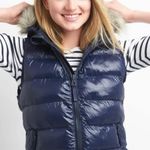 Gap Faux Fur Puffer Vest Jacket Navy Blue Cozy Primaloft Down Alternative XS new Photo 1