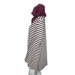 Denim & Co Shirt Women 2X Hoodie Burgundy White Stripe Velvet Casual Loungewear Photo 2