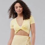 Hollister  Yellow Wrap Baby Tee Short Sleeve Crop Top Shirt, S Photo 2