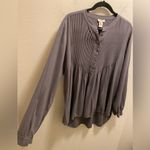 Sundance  Grey Mystic Falls Pleated Button Front Blouse Size L Photo 4