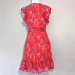 Anthropologie Allison New York Red Floral Flutter Tassel Sleeve Wrap Mini Dress Photo 2