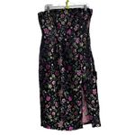Lulus Make a Move Black Satin Floral Jacquard Asian Whimsical Goth Midi Dress L Size L Photo 2