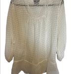 ECI Beige by  white cream sheer button down blouse size large Photo 4